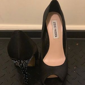 Steve Madden Shoes - Steve Madden Black Satin Peep toe heel Steve Madden Shoes - Steve Madden Black Satin Peep toe heel
